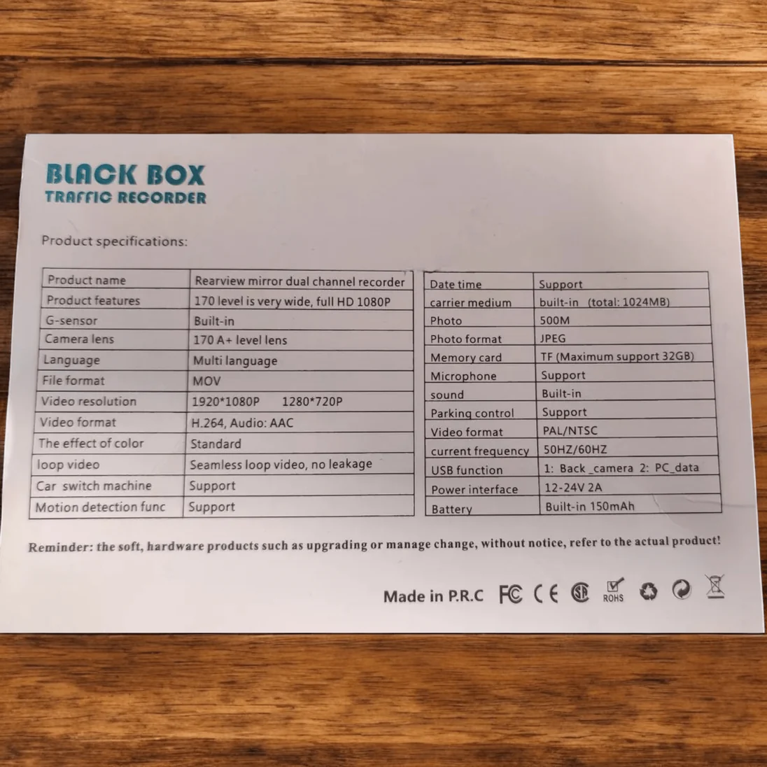 Auto kamera "BLACK BOX" 1080P HD